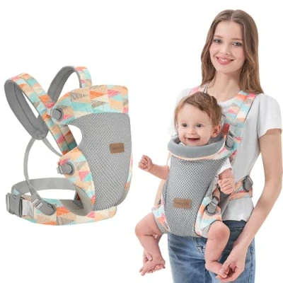 Afbeelding van IULONEE Draagzak Ergonomisch Multifunctioneel Draagdoek Lichtgewicht Ademend voor Baby&#039;s van 3 36 Maanden (Minder dan 20kg) Kleurrijk