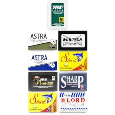 Afbeelding van 45 kwaliteit Double Edge scheermesjes Sampler (9 verschillende merken)