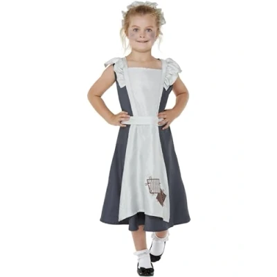 Afbeelding van Smiffys Victorian Maid Kinder Kostuum Kids tm 6 jaar Grijs/Wit