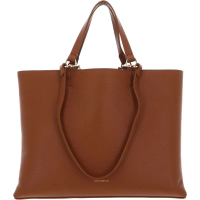 Afbeelding van COCCINELLE Leren Handtas Schoudertas Hop On Handbag Grained Leather Cuir Terracotta