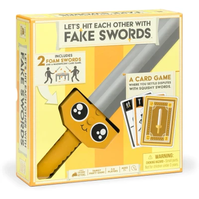 Afbeelding van Exploding Kittens Presents: Let&#039;s Hit Each Other With Fake Swords Sword Fighting Card &amp; Board Games For Family Fun Adults, Teens Kids Age 7+ 3 6 Players Includes 2 Foam Swords, 72 Cards