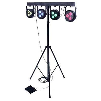 Afbeelding van E Lektron POWER BAR 4 voudige LED spotlight lichteffect set DMX incl. statief/draagtas/voet afstandsbediening