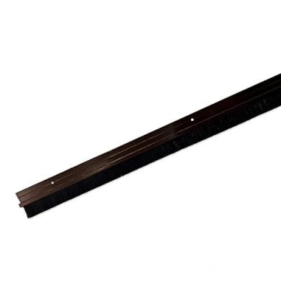 Afbeelding van Euro Tische 1 x borstelafdichting, deurborstel, deurafdichting, tochtstopper om vast te schroeven, aluminium borstel voor lucht en geluidsisolatie (100 cm, bruin)