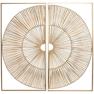 Afbeelding van Wanddecoratie Home ESPRIT Gouden Natuurlijk 50 x 2 100 cm (2 Onderdelen)