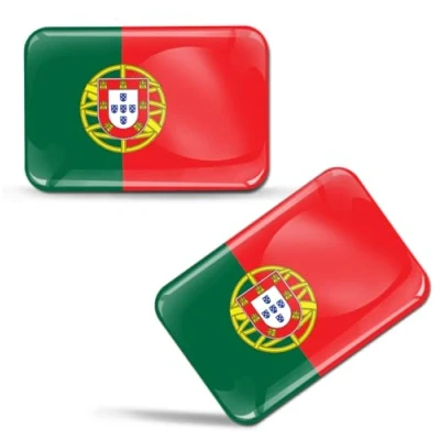Afbeelding van 2 x sticker 3D gel siliconen stickers Portugal Portugees vlag auto motorfiets raam deur PC mobiele telefoon tablet laptop F 30