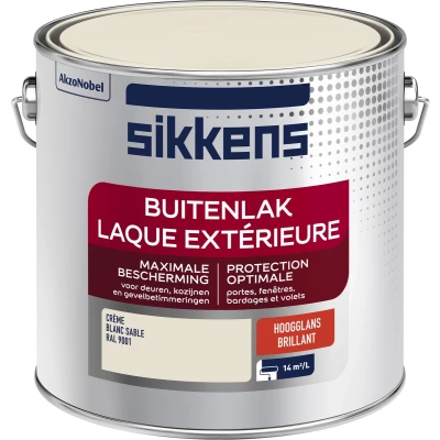 Afbeelding van sikkens buitenlak hoogglans ral 9001 2.5 ltr