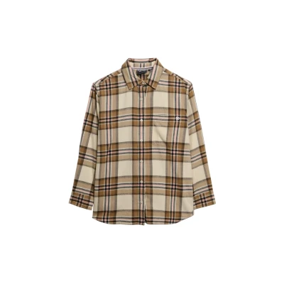 Afbeelding van Superdry Overhemdblouse, Dames, Maat: 36, Beige cream check