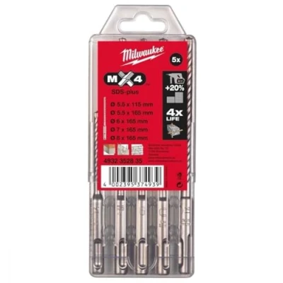 Afbeelding van Sds Plus Borenset Mx4 Type 2 (5 Delig) Inhoud: Ø 5.5 X 110 Mm En / 6 7 8 160