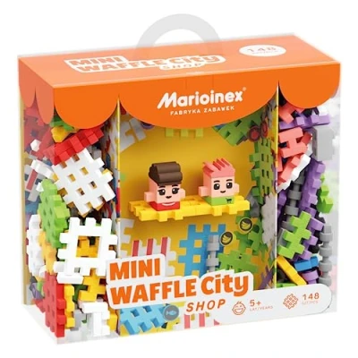 Afbeelding van Marioinex 904169 Building Blocks Mini Waffle City Shop 148 Pieces 2 Figures