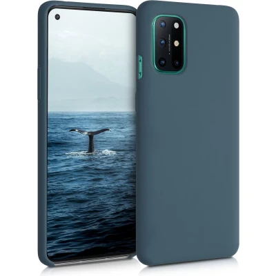 Afbeelding van kwmobile telefoonhoesje geschikt voor OnePlus 8T Hoesje met siliconen coating Smartphone case in leisteen