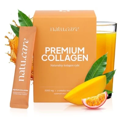 Afbeelding van natu.care Natuurlijke Collageen Marine Poeder 5000 mg Vegetarisch Hydrolysaat Peptide Type 1 Hoge Dosis Huid Haar (30 porties, Mango)