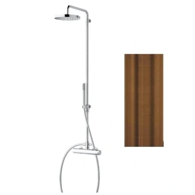 Afbeelding van Waterevolution Flow douchecombinatie met regendouche PVD geborsteld Koper T141CPE