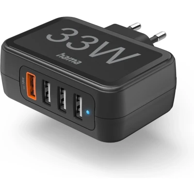 Afbeelding van Hama Snellader 4 poorts, 4x USB A, 33 W Oplader Zwart