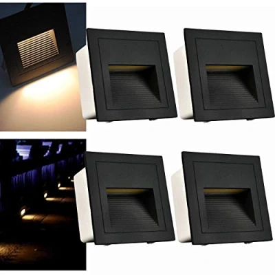 Afbeelding van Arotelicht Set van 4 LED traplamp trapverlichting,3W wandlamp buiten wandinbouwverlichting, 230V muurverlichting lamp aluminium warmwit 3000 K IP65, zwart, incl. doos