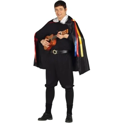 Afbeelding van Guirca Dans &amp; Entertainment Kostuum Troubadour Uit De Middeleeuwen Man Zwart Maat 52 54 Carnavalskleding Verkleedkleding