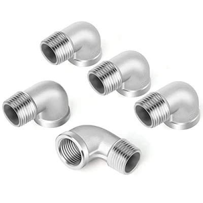 Afbeelding van ERGAOBOY 5 Pcs 304 Rvs 90 Graden Elleboog Connectoren, 1/2 &quot;Male Naar 1/2&quot; Vrouwelijke BSP Buisleidingen