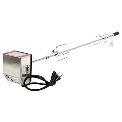 Afbeelding van BBQ Toro Grillspies set, 120 cm, incl. roestvrij stalen motor, 220 V 240 V, 2 stuks vleesklemmen, rotisserie, draaispies van verchroomd metaal, spiesset, elektrische