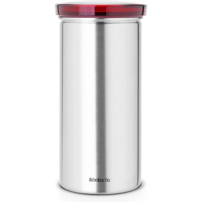 Afbeelding van Brabantia voorraadbus voor 18 koffie en theepads Matt Steel FPP/Rood