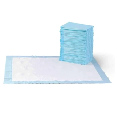 Afbeelding van Amazon Basics Trainingspads voor honden en puppy&#039;s, lekvrij 5 laags design met sneldrogend oppervlak, XL (60 stuks), blauw