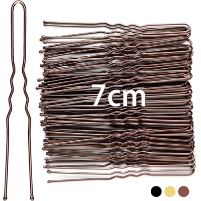 Afbeelding van Mbsomnus 50 stuks haarspelden, 7 cm U vormige bobby pins, metaal, haarspelden voor dames, meisjes, vrouwen, haaraccessoires, kapsalon (bruin)