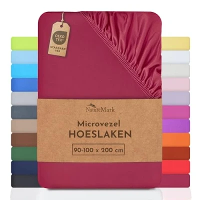 Afbeelding van NatureMark speciale aanbieding!!! Microvezel SPANNBETTLAKEN voor een prijs! vele maten en kleuren merkartikelen (90x200 100x200 cm, Bordeaux rood)