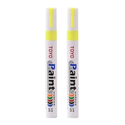 Afbeelding van Worparsen 2 Stks Band Paint Pen Marker Belettering Permanente Waterdichte Inkt Vullen Verf Pennen voor Auto Voertuig Motorfiets Geel