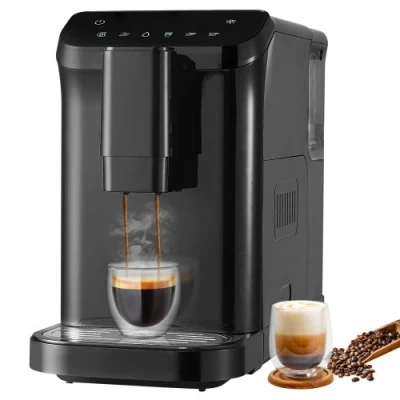 Afbeelding van VEVOR Automatische espressomachine, professionele espressomachine 15 bar met geïntegreerde molen, maalinstellingen, 1,5 l waterreservoir en 180 g bonentrechter, voor kantoor
