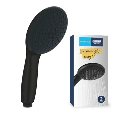 Afbeelding van GROHE Vitalio Start 110 QuickFix handdouche voor lage druk (ca. 11 cm douchekop 2 straalsoorten: regen en jet, antikalksysteem, siliconenring, universeel montagesysteem), mat zwart, 269492434