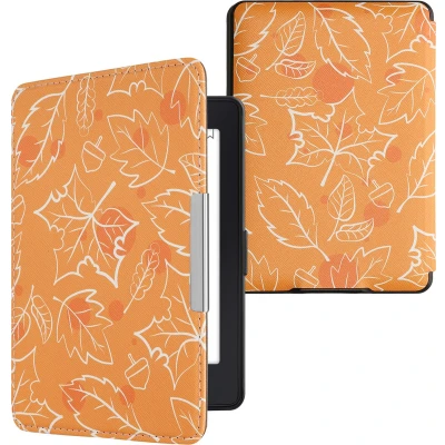 Afbeelding van kwmobile e reader hoesje compatibel met Amazon Kindle Paperwhite Magneetsluiting Ereader case Herfst in wit/oranje/bruin