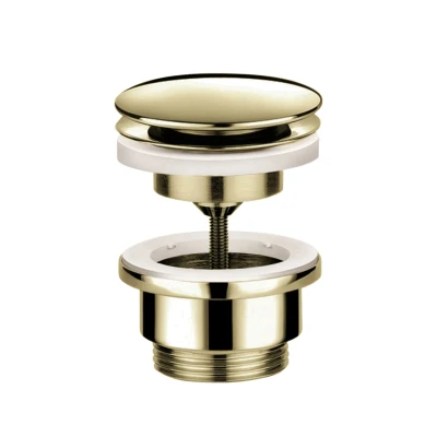 Afbeelding van HotBath Pal always open plug met schroef rond messing Gepolijst PVD
