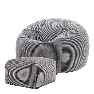 Afbeelding van icon Kingston Koord Zitzak Stoel En Poef, Beige, Grote Lounge Zitzakken Voor Volwassenen, Inclusief Vulling