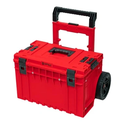 Afbeelding van Qbrick System One Cart 2.0 Ultra HD Gereedschapskoffer, rolbaar, van kunststof, gereedschapskist op wielen met klemsluitingen, rolwerkplaats, rood, 64,1 x 48,5 66 cm