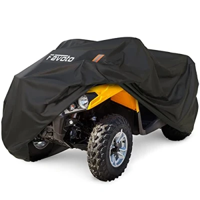 Afbeelding van Favoto ATV afdekking, beschermhoes voor quad, motorfiets, buiten, met reflecterende strepen, waterdicht, windregen, sneeuw, 256x110x120cm, zwart