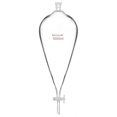 Afbeelding van stonylab Borosilicaat Glas 5000ml Zware Wand Conische Scheitrechter met 24/40 Gewrichten en PTFE Afsluitkraan,