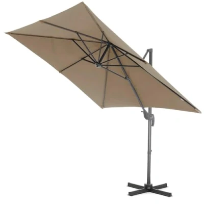 Afbeelding van ACAZA Zweefparasols Zweefparasol Vierkant 250x250 cm Zeil Sterke Zweef Parasol Taupe