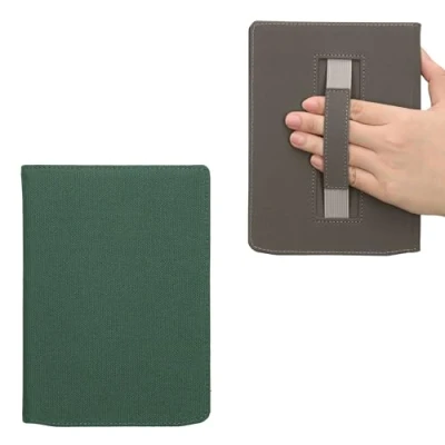 Afbeelding van kwmobile e reader hoesje compatibel met Pocketbook InkPad 4 / Color 3 2 Vivlio hoes Canvas eReader case handband In donkergroen