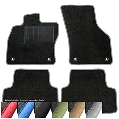 Afbeelding van moto MOLTICO Vloermatten auto velours autotapijten zwart automatten set 4 delig geschikt voor Skoda Superb III vanaf 2015 (grijs siernaden)