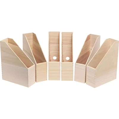 Afbeelding van VBS Set van 6 staande tijdschriften hout, tijdschriftenbox, map, tijdschriftenverzamelaar met grijpgat 25 x 9 32 cm