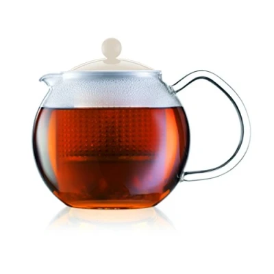 Afbeelding van Bodum ASSAM Theemaker (glazen handvat, gekleurd deksel, permanent kunststof filter, 1,5 liter) crèmekleurig