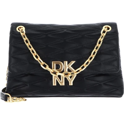 Afbeelding van DKNY Minna Shoulder Handtas, Dames, Maat: One Size, Black/gold