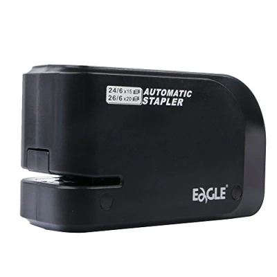 Afbeelding van Eagle Elektrische nietmachine Heavy Duty automatische nietmachine, 20 vel capaciteit, batterij of AC aangedreven, zwart