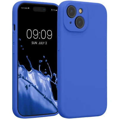 Afbeelding van kwmobile telefoonhoesje geschikt voor Apple iPhone 15 TPU backcover met siliconen coating Smartphone case in Baltisch blauw