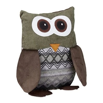 Afbeelding van Relaxdays deurstopper uil deurstop dier kinderen van textiel groot zand vulling