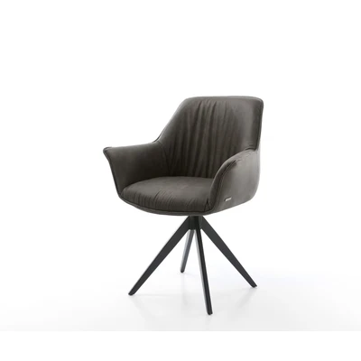 Afbeelding van Draaistoel Keila Flex met armleuning kruisframe hoekig zwart antraciet vintage