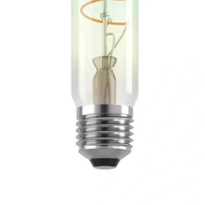 Afbeelding van EGLO Filament LED lamp E27, gloeilamp dimbaar van iriserend glas met spiraalvormige LED&#039;s, lichtbron regenboog in buis vorm, 4 Watt, 200 Lumen, warm wit, 2000 Kelvin, T30, Ø 3 cm
