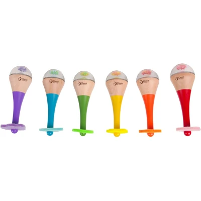 Afbeelding van CLASSIC WORLD Rammelaar 2in1 Houten Regenboog Instrument Maracas 1 stuk