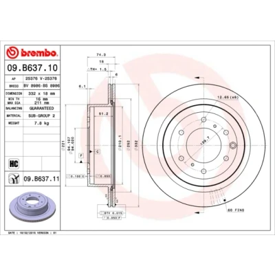 Afbeelding van Brembo Remschijf 09.B637.11