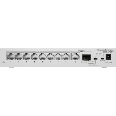 Afbeelding van Huawei Ekit schakelaar S110 8P2ST (8 Havens), Netwerkschakelaar, Grijs