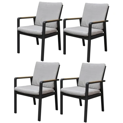 Afbeelding van Set van 4 Lola dining tuinstoelen aluminium antraciet