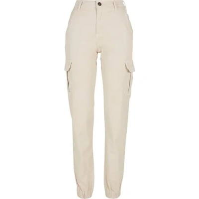 Afbeelding van Urban Classics HIGH Waist Cargobroek, Dames, Maat: 33, Whitesand